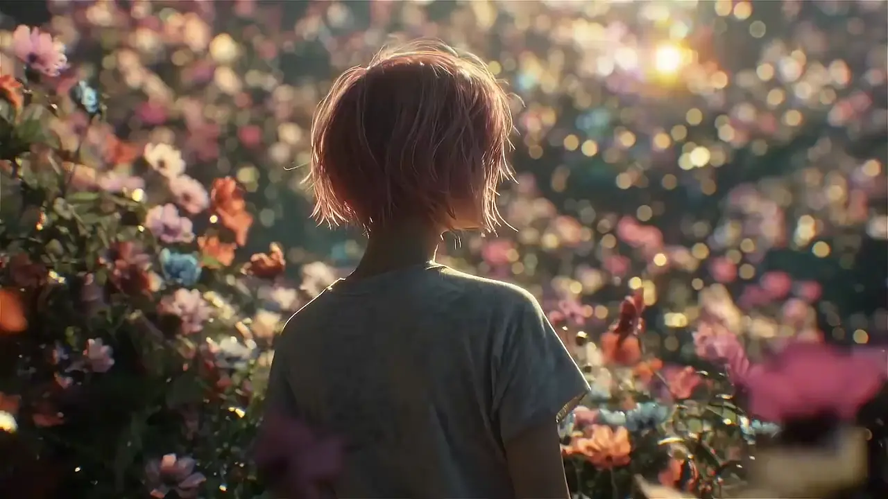 Green-glowing arrow flying through a sunlit forest